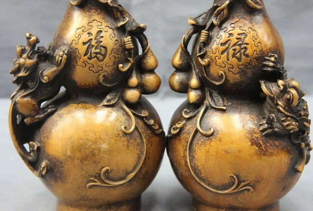 Chinese Bronze Copper Fengshui Golden toad Brave troops Vase Bottle Gourd Statue | Дом и сад