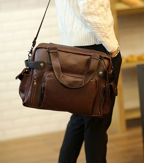 

Jonon Brand Men bag Casual men's briefcase shoulder Bags Laptop crossbody messenger bag men leather men's travel bags