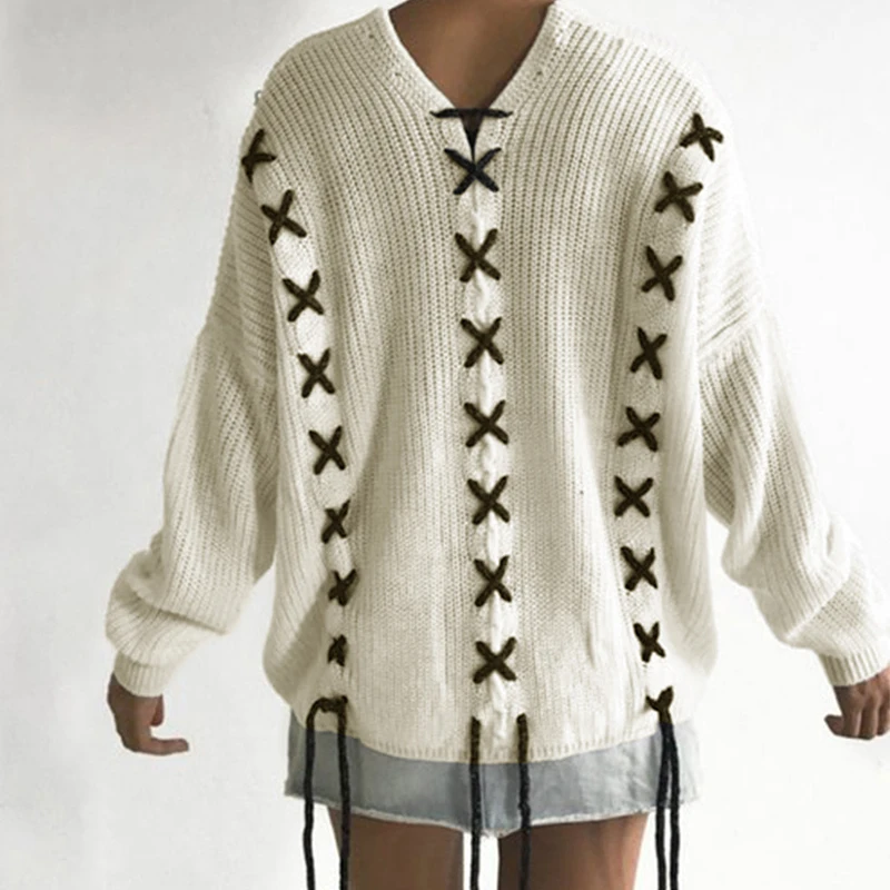Autumn Sweater Loose Pullover Women Top Female Knot Rope Solid Casual Sweaters For Ladies Winter Femme | Женская одежда