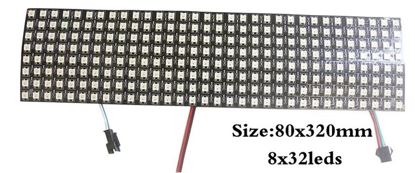 8x32cm 256leds WS2812b светодиодный панельный чип-светильник 8x8/8x32/16x16 пикселей WS2812 полноцветный светодиодный Пиксельная Панель цифровой гибкий экран - Испускаемый цвет: 8x32cm 256leds