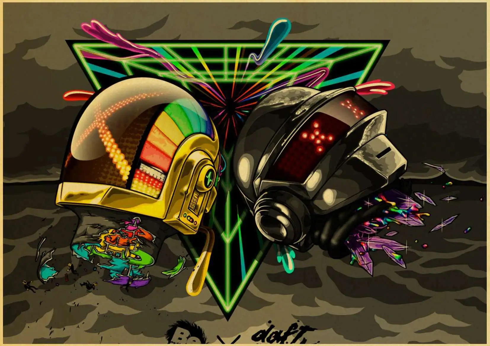 Daft панк-рок музыка постер музыкальной группы наклейки на стену винтажный плакатный принт высокого качества для бара и домашнего декора - Цвет: W065