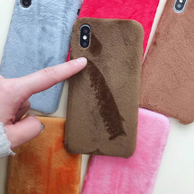 Ворсовый мех плюшевый чехол для телефона для iPhone XS Max XR X Гладкий Мягкий зимний теплый мех Меховой чехол s для iPhone 8 7 6 6s Plus чехол