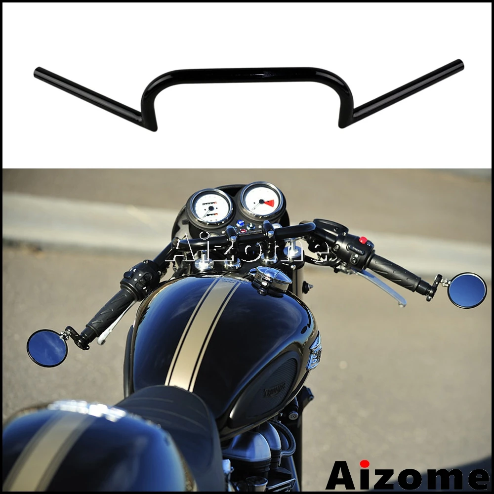 Мотоциклетный черный руль 7/8 дюйма Cafe Racer ручки для Yamaha Honda Suzuki CRF CB Clubman Bobber Chopper 22