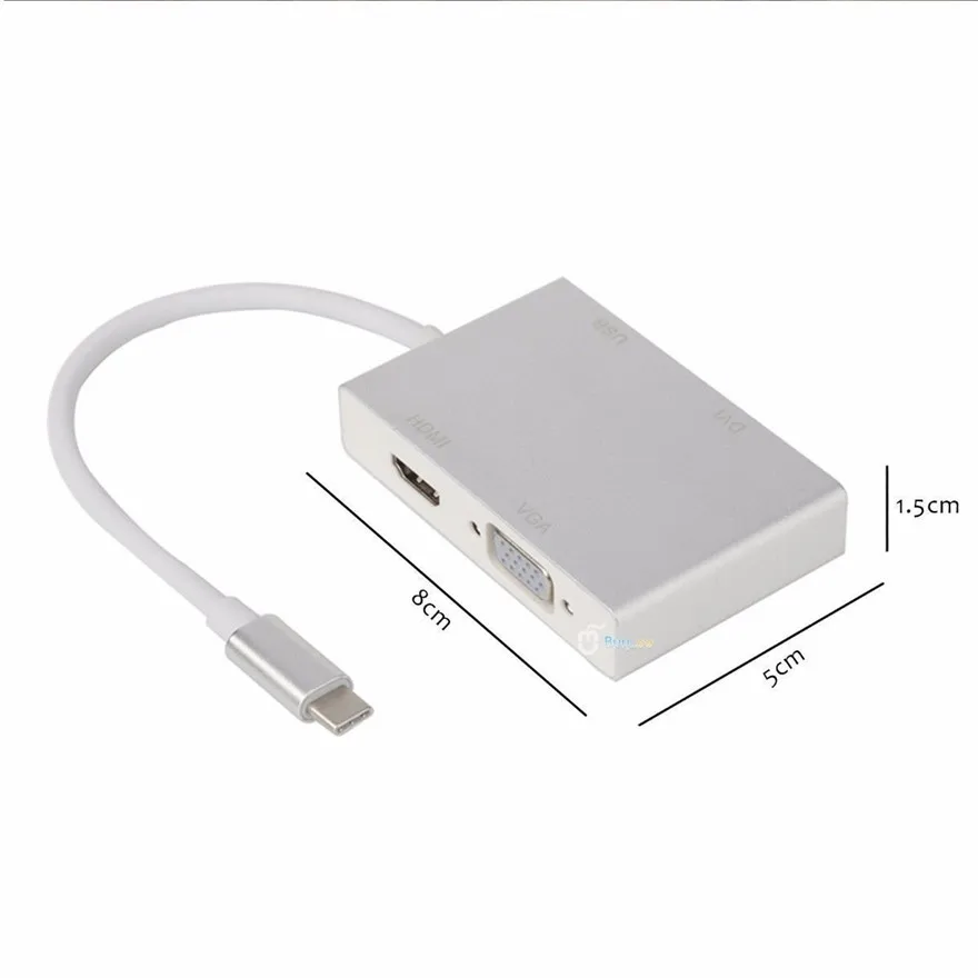 4 в 1 Type C USB 3 к HDMI VGA DVI 0 кабель адаптер для ноутбука Apple Macbook Google Chromebook Pixel S9 S8| |