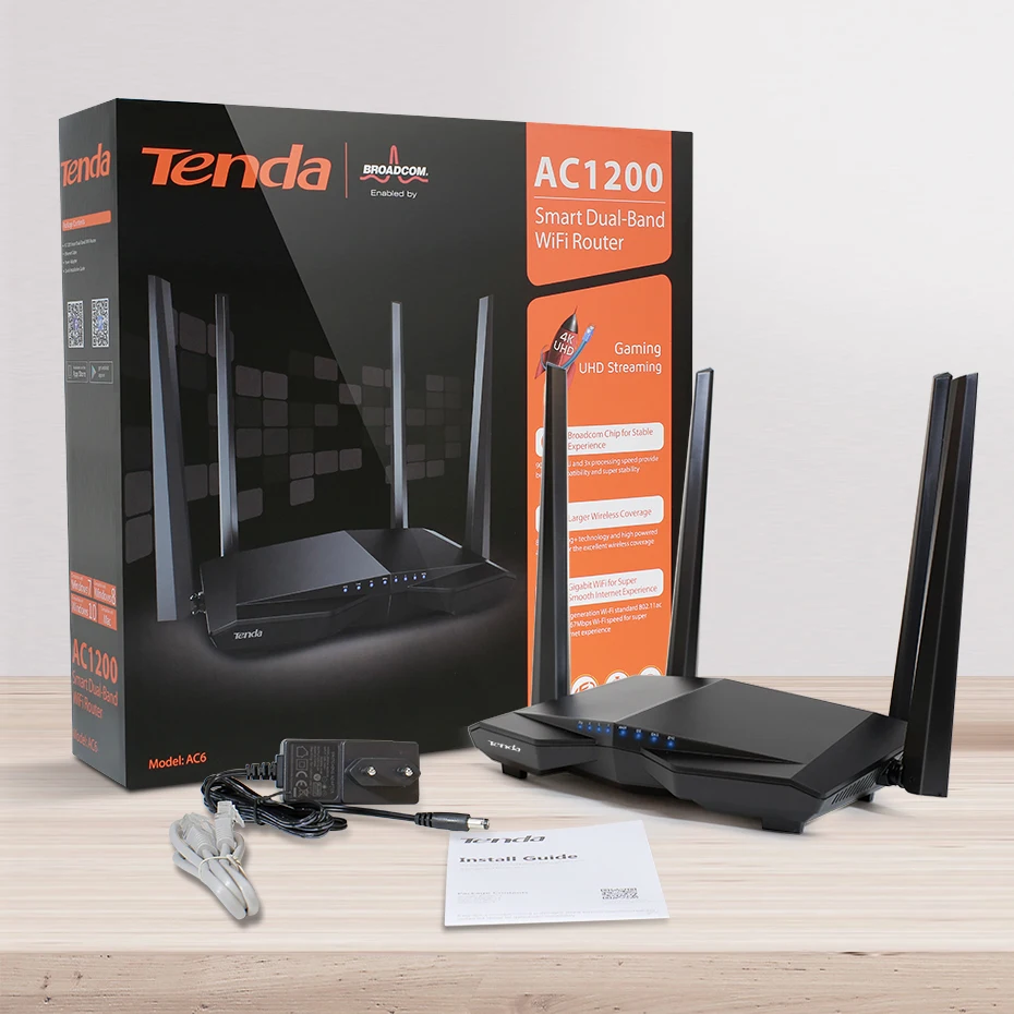 Tenda ac6 Беспроводной Wi-Fi маршрутизатор 1200 м 11ac Dual Band ретранслятор 2.4 г/5 г приложение
