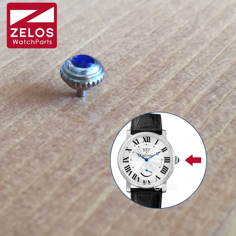 6.0mm waterproof  S.Steel Sapphire Crystal watch crown for Cartier ROTONDE watch WSRO0002  W1556369 W1556215 parts