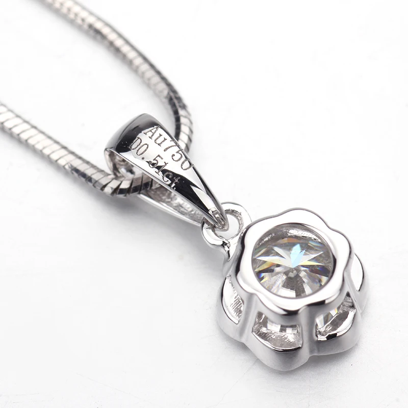 Ожерелье для женщин Мода 18K Белое Золото круглая форма Moissanite бриллиантовый кулон