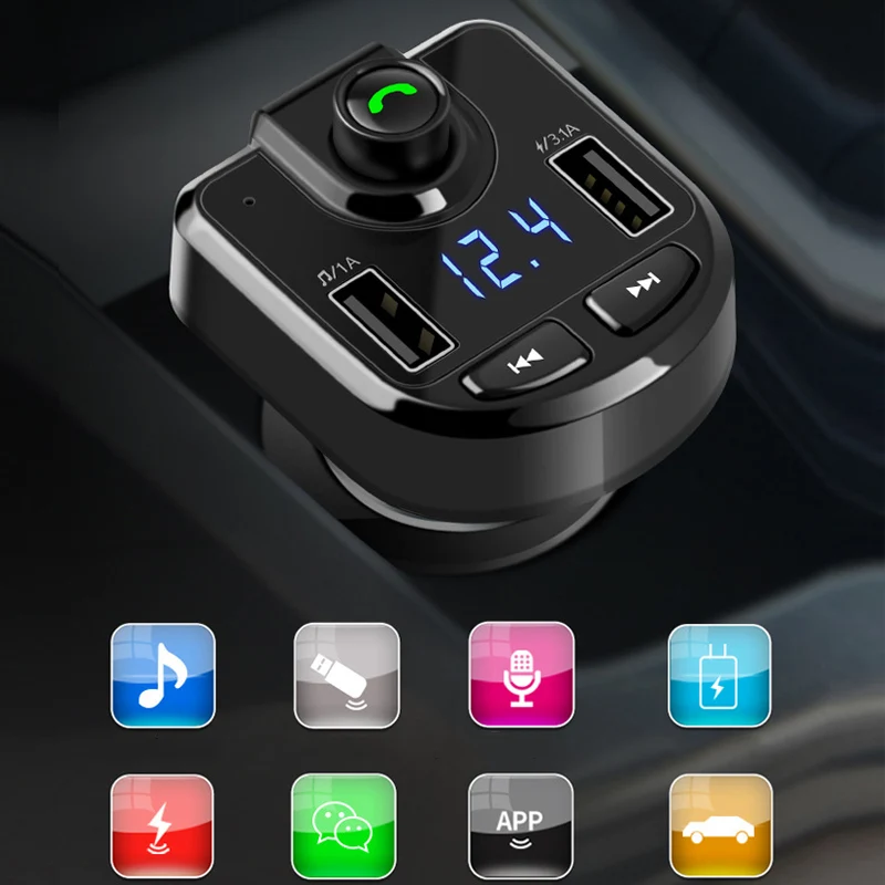 2019 горячее беспроводное Bluetooth FM автомобильное зарядное устройство с ручными