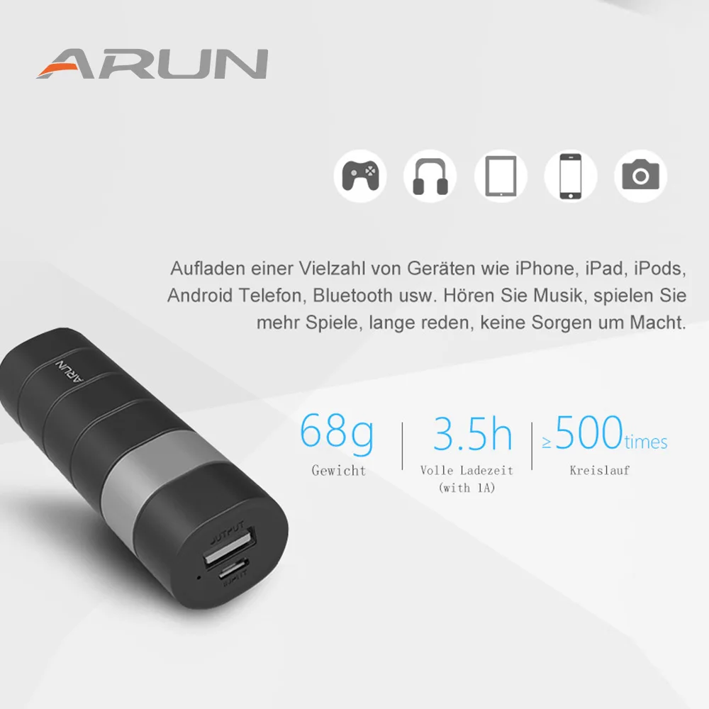 Arun 2500 мАч ultradunnes tragbares externes qualitats ladegerät меха intelligente telefone universalmacht банк супер Dunnes