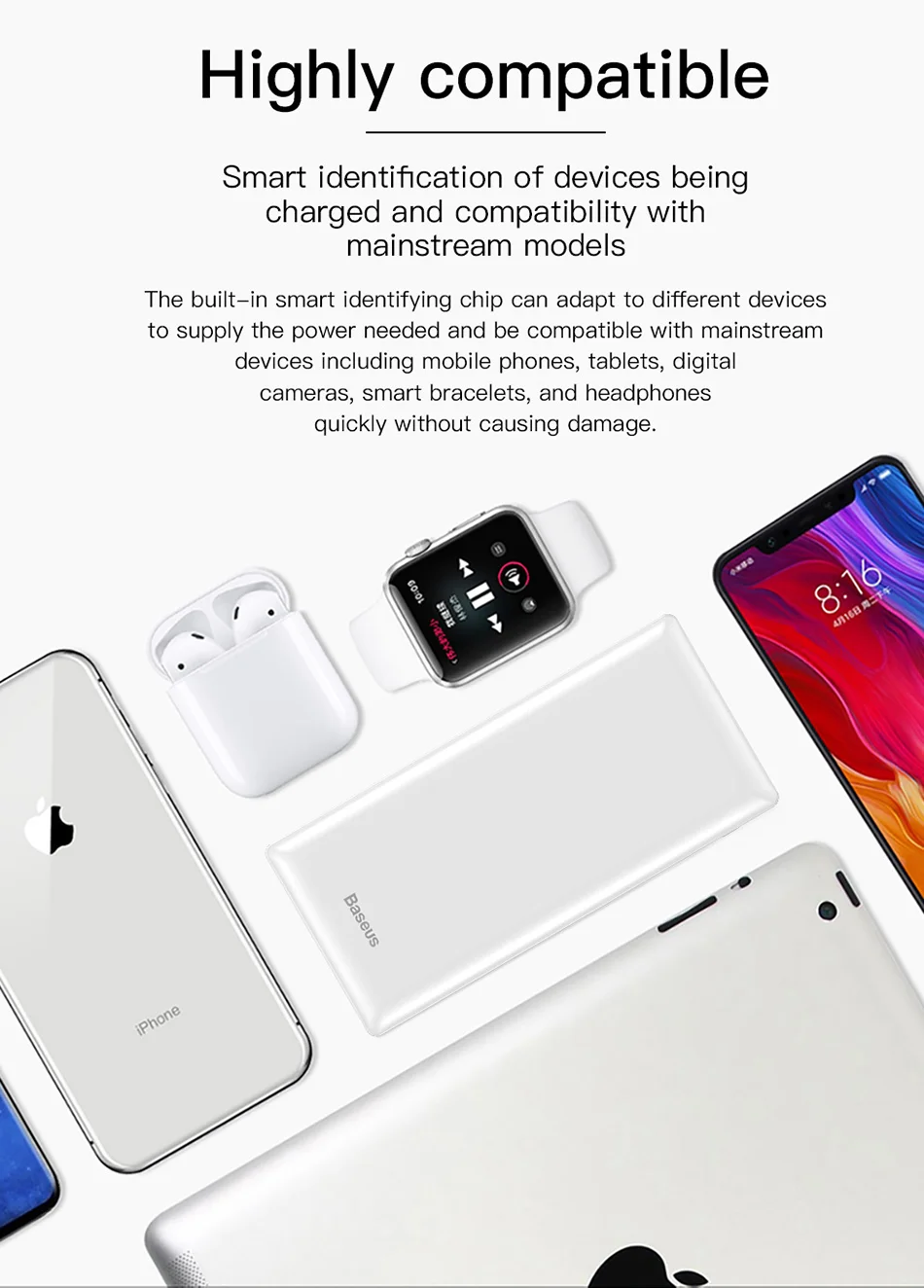 Baseus, 30000 мА/ч, внешний аккумулятор, USB C PD, быстрая зарядка, 30000 мА/ч, внешний аккумулятор для Xiaomi Mi, портативное Внешнее зарядное устройство, повербанк