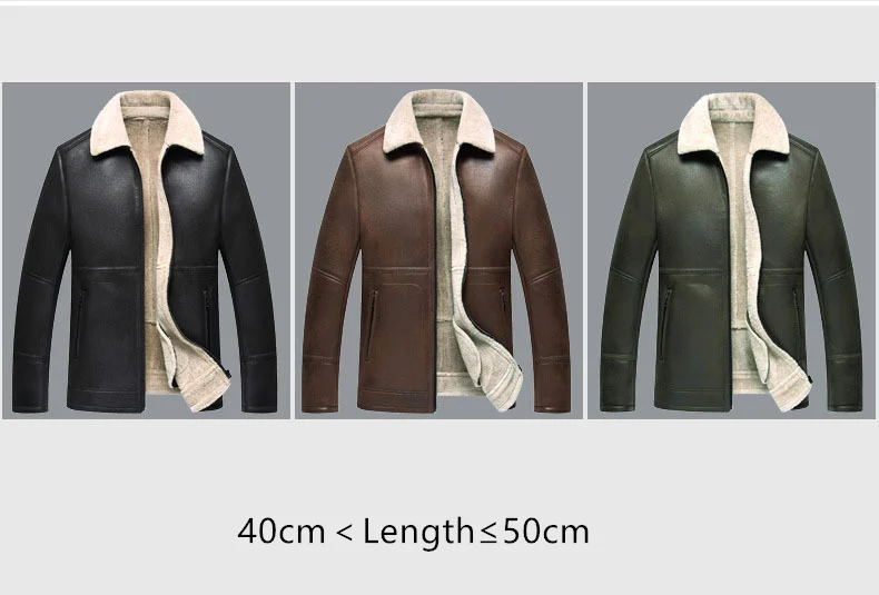 Mens Jacket Autumn And Winter New Self Cultivation Fur One Motorcycle Jacket Warm Plus Velvet Solid Color Lapel Short coat Men