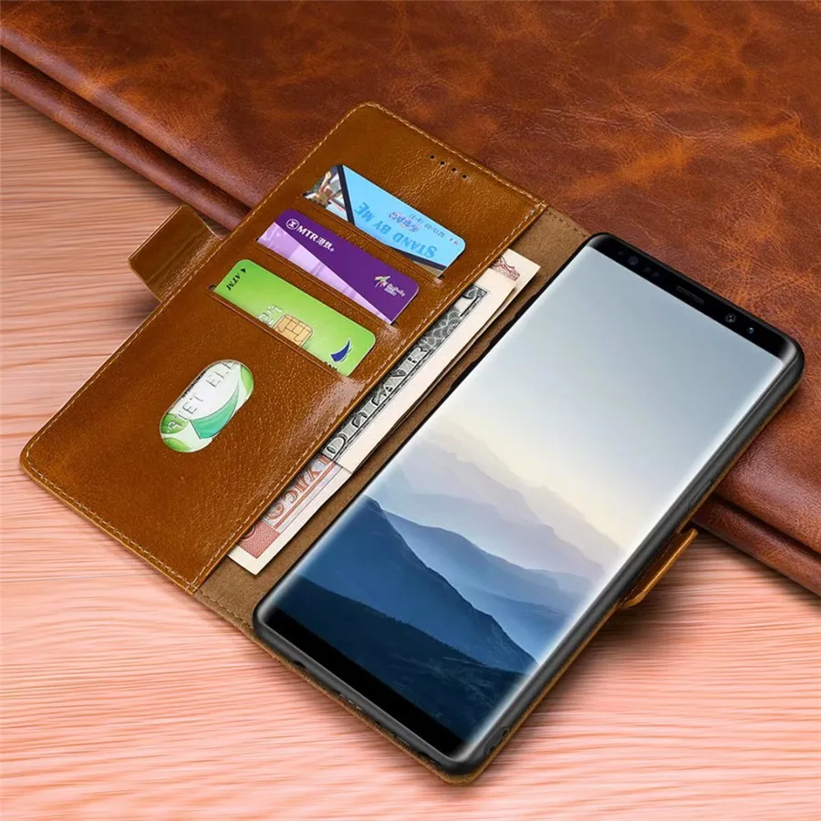 Роскошный чехол книжка из натуральной кожи для Samsung Galaxy S10 S9 S8 Plus S10e Note 9 8 Note9 S10plus
