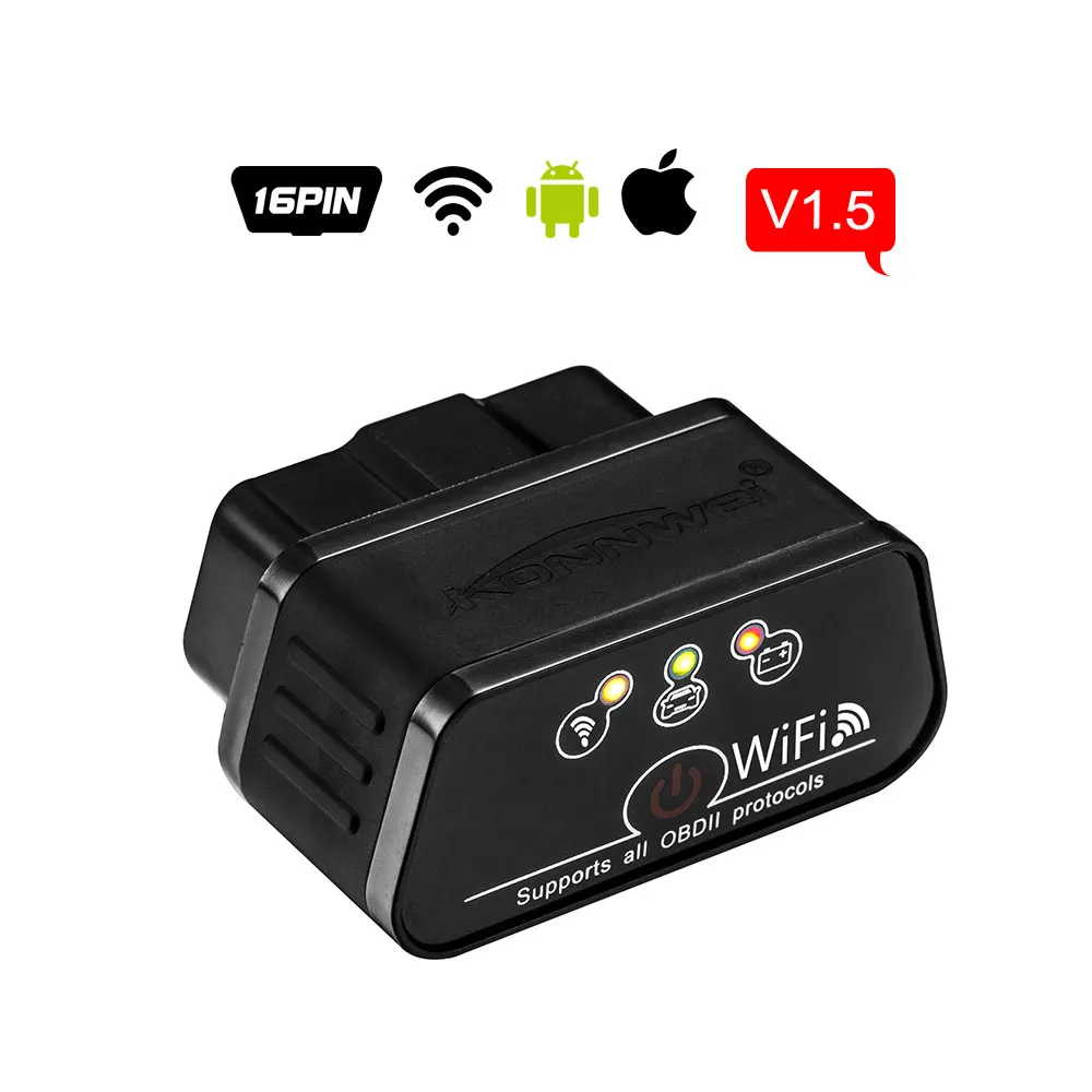 kw903 all black ELM327 V1.5 wifi OBD2 автоматический диагностический инструмент OBD KONNWEI KW903 wifi для IOS/Android KW903 wifi ELM 327 v1.5 Автомобильный сканер - Цвет: kw903 all black
