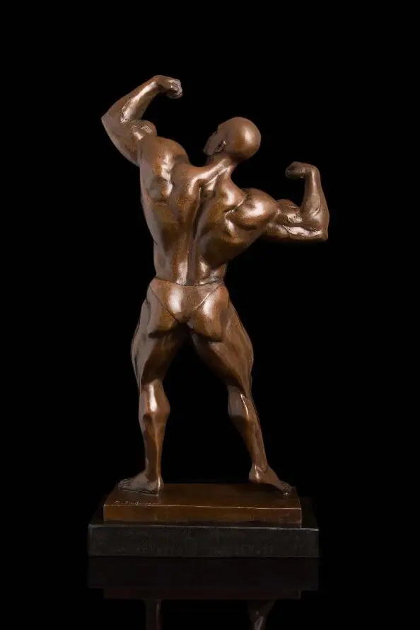 49 CM Western Art Deco Pure Bronze Statue Marble Strong Muscular Handsome Man Sculpture | Дом и сад