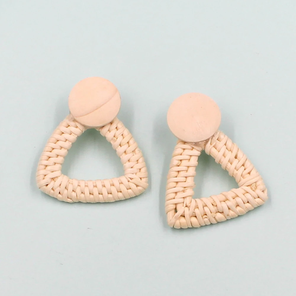 Kakee Boho модная деревянная плетеная из соломы лоза серьги ручной работы