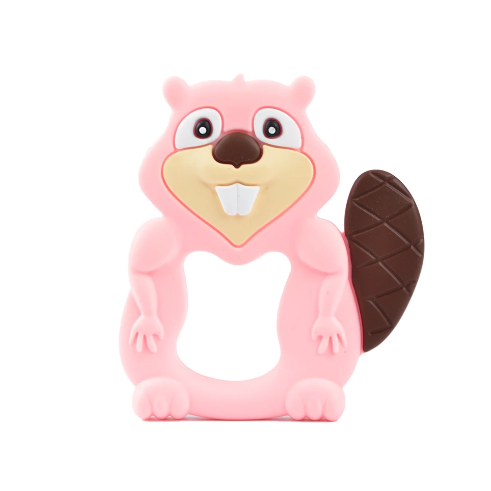 beaver 02 LOFCA 1 шт. Силиконовые Прорезыватели в виде единорога без бисфенола, коала, игрушки для малышей, для прорезывания зубов, животные, сова, грызун, подарок для ребенка, цепочка-соска для рождения - Цвет: beaver 02