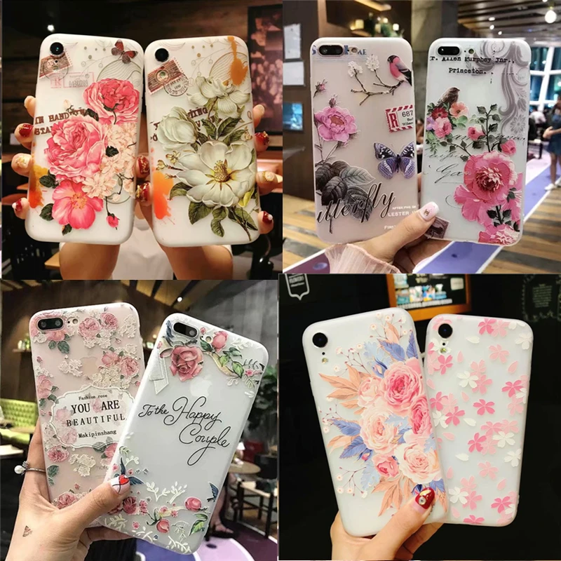 Силиконовый чехол для телефона с цветочным рисунком iPhone 7 8 5s XS Max XR On X 6 S Plus 5 SE