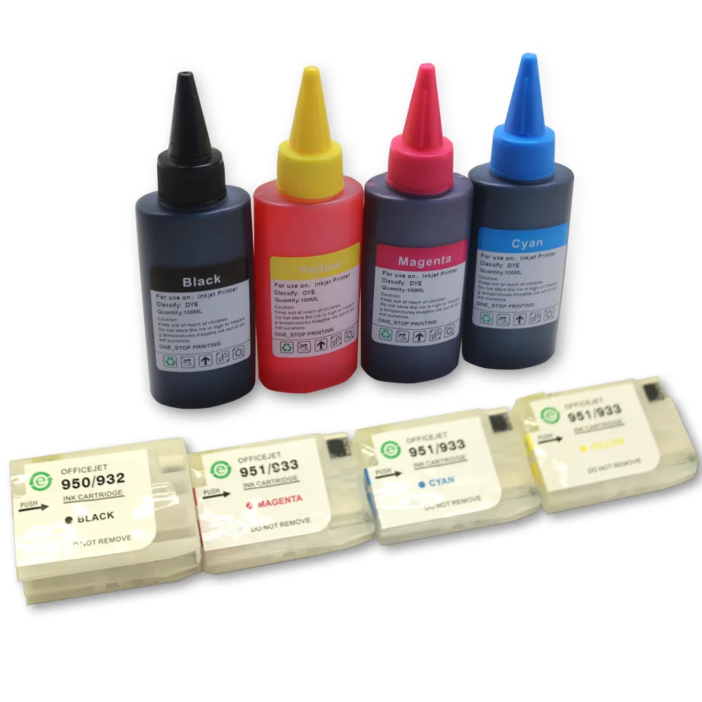 

1 set Compatible empty color ink cartridge +400ml ink for 950 951 pro 8100 8600 251dw 276dw 8630 8610 8620 8680 8615 8625