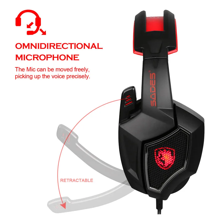 SADES Spirit Wolf PC Gamer usb-гарнитура + 3 5 мм Проводные Игровые наушники с микрофоном