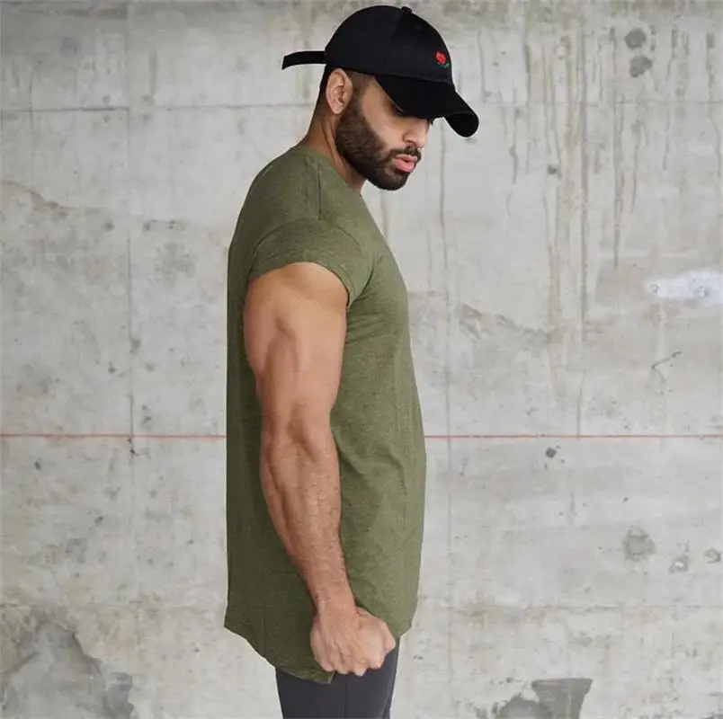 Мужские Футболка с коротким рукавом Slim Fit повседневное Блузка Топы летние костюмы Мышцы Тройник