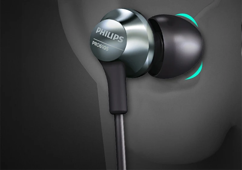 PHILIPS PRO6105 HIFI в ухо Проводная гарнитура встроенный микрофон Hi-Res для компьютера/мобильного/MP3 официальная сертификация