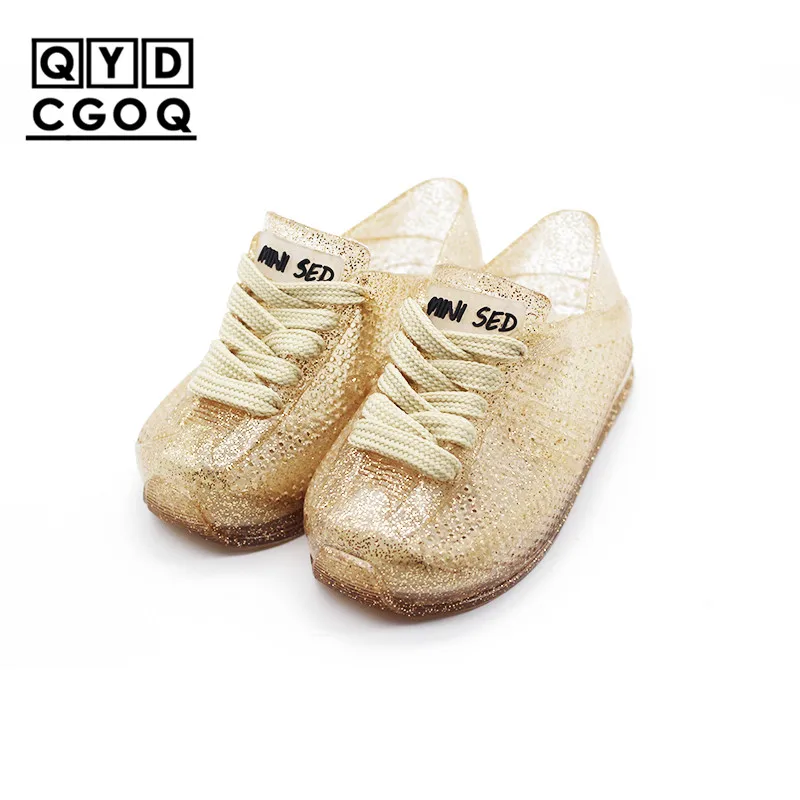Мини Melissa стильные спортивные сандалии для девочек силиконовая обувь для девочек мягкая подошва детская обувь сандалии для младенцев Детские сандалии высокого качества - Цвет: Gold