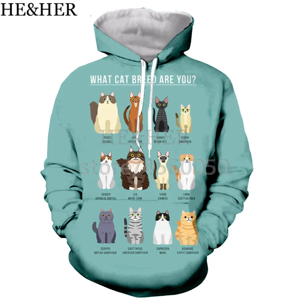 fashion black cat 3D printed men hooded hoodie sweatshirt graphic casual streetwear pullover | Мужская одежда