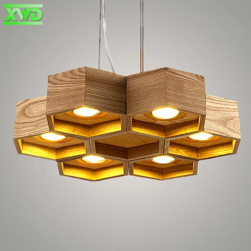Современный деревянный подвесной светильник в виде сот