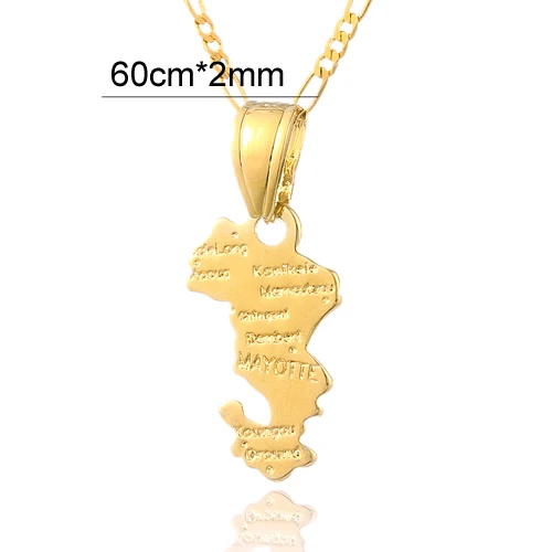 60cm Ethlyn Майотта кулон карта& ожерелье, нержавеющая сталь, для женщин и мужчин цвета: золотистый, Цвет ювелирные изделия карта для mahore людей P36 - Окраска металла: 60cm