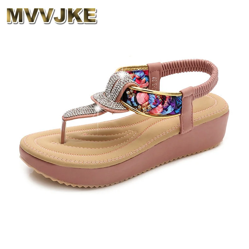 Женские сандалии с круглым носком MVVJKEFashion удобные босоножки кристаллами на