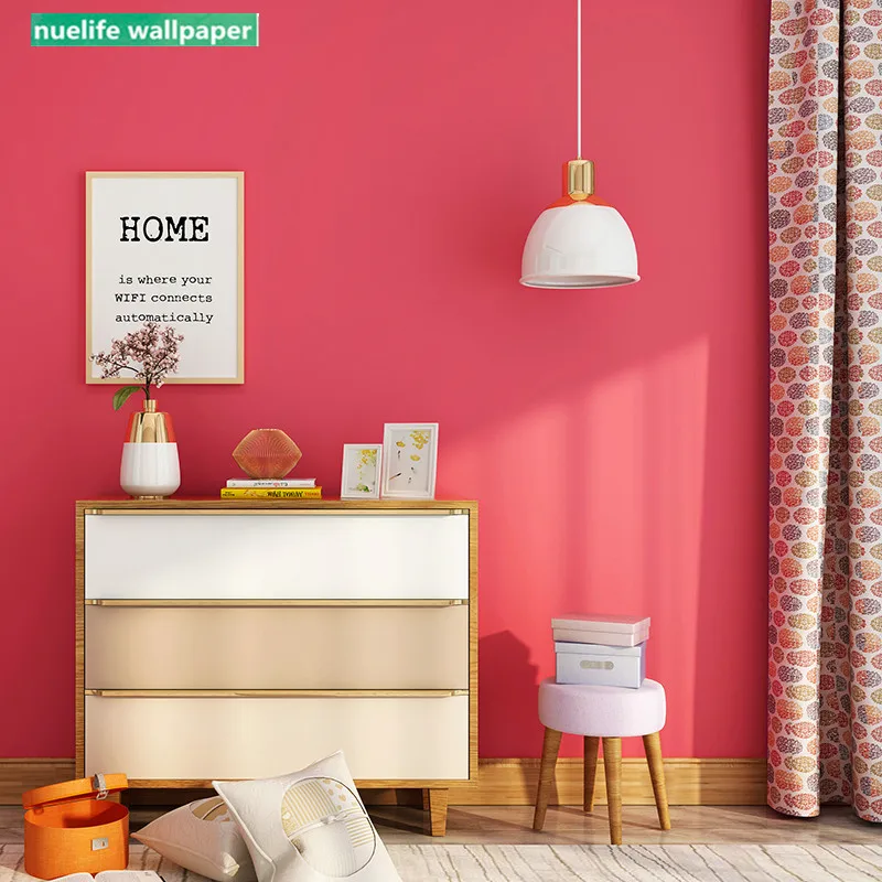 Персиково красные однотонные обои с рисунком для гостиной детской комнаты