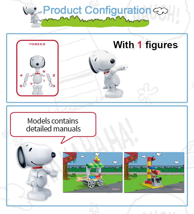 BanBao, горячая Snoopy, арахис, IP фигурка, пластиковые строительные блоки, игрушки для детей, обучающая модель, DIY Кирпичи, совместимый бренд