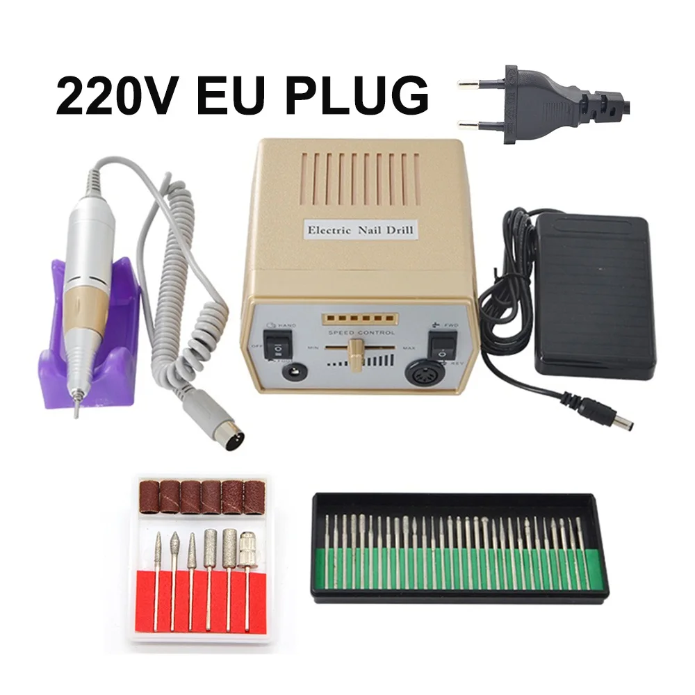gold EU plug 30 Золотой электрический сверлильный станок для дизайна ногтей, Профессиональный аппарат для маникюра, оборудование для дизайна ногтей, оборудование для педикюра и маникюра - Цвет: gold EU plug 30