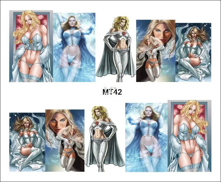 Новинка, 1 лист, MT37-48 для ногтей, микс, мультфильм, горячий человек, девушка, сексуальная леди, большая грудь, искусство для ногтей, переводная наклейка, наклейка, тату для ногтей - Цвет: MT42