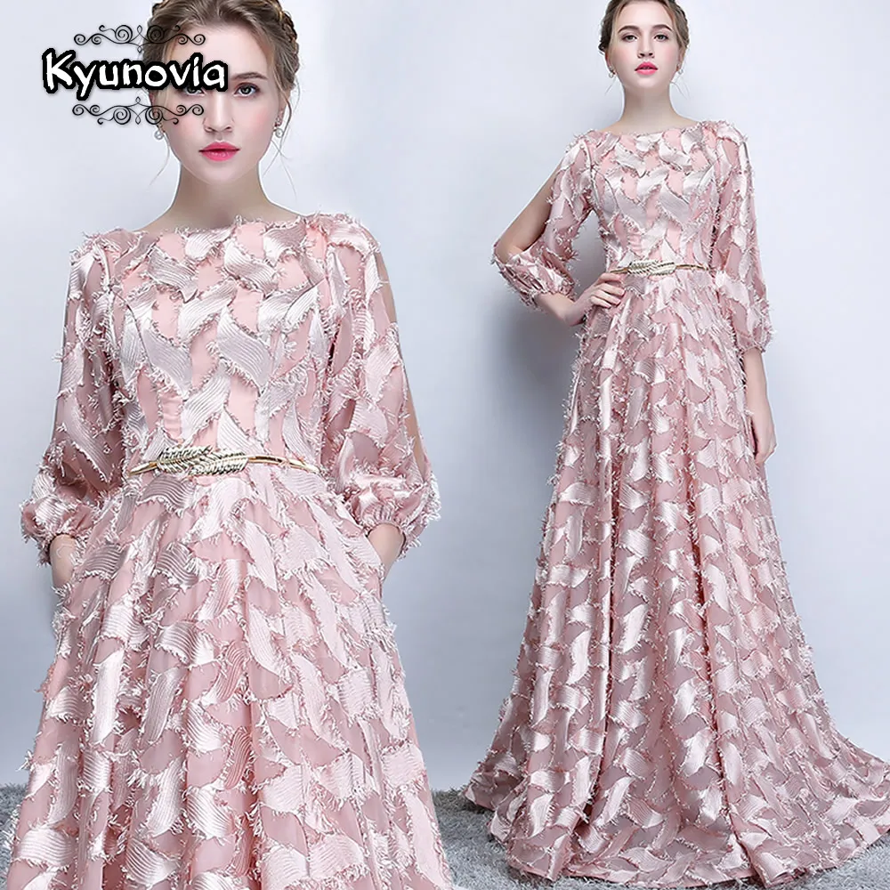 

Kyunovia A-line Long Evening Dress Vintage Robe De Soiree Vestidos Prom Dresses Formal Gown Blush Formal Dress Women Elegant