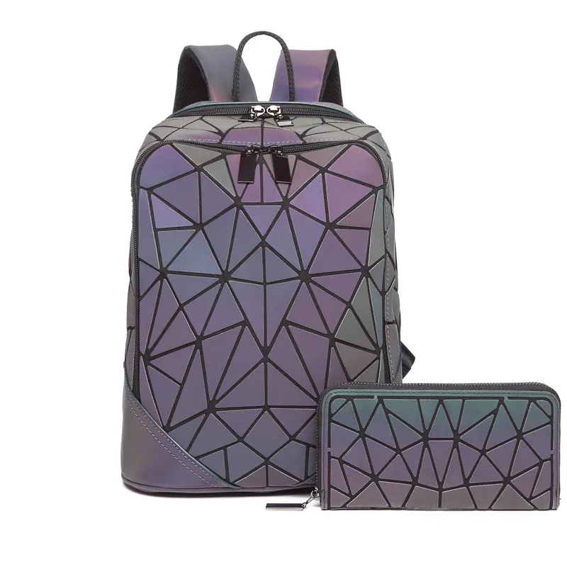Triangle wallet 2pcs 3 шт. Модный комплект, женский рюкзак, ПВХ, голографический, светящийся, рюкзак для девушек, рюкзак, сумка, конверт, сумка через плечо - Цвет: Triangle wallet 2pcs