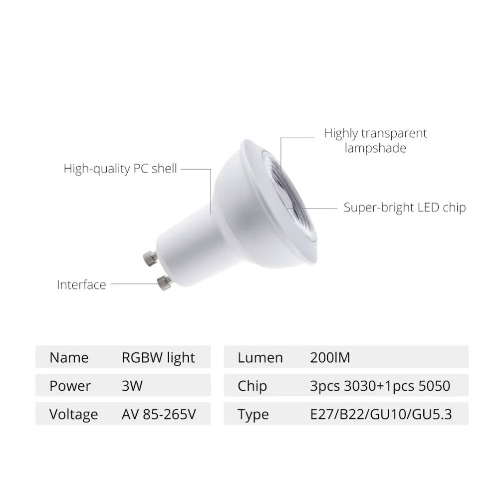 EeeToo RGB светодиодный светильник E27 Светодиодный GU10 GU5.3 B22 Точечный AC 110 В 220 3 Вт Bombillas