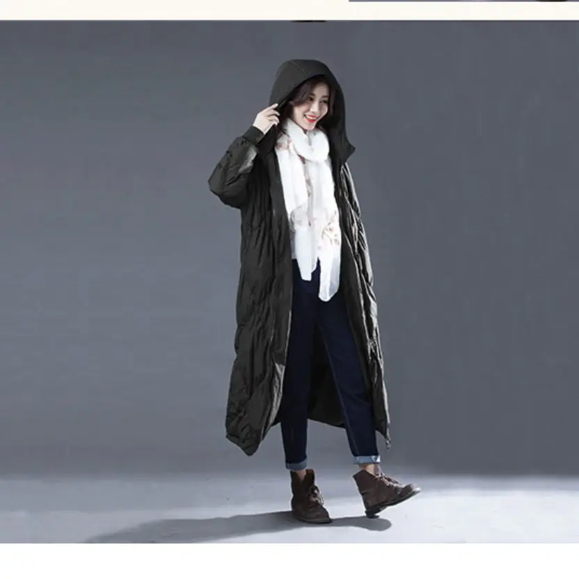 

Original New White Duck Suede Down Jacket Loose Long Size Winter Women's Jacket
