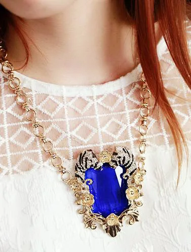 Мода 18 k Ручная работа цепочка оптовая продажа Большой синий камень на день