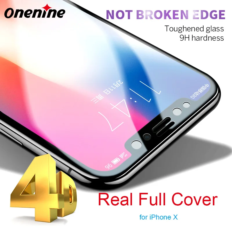 Onenine 4D Защитная пленка для экрана с резьбой закаленное стекло iPhone X 10 полное