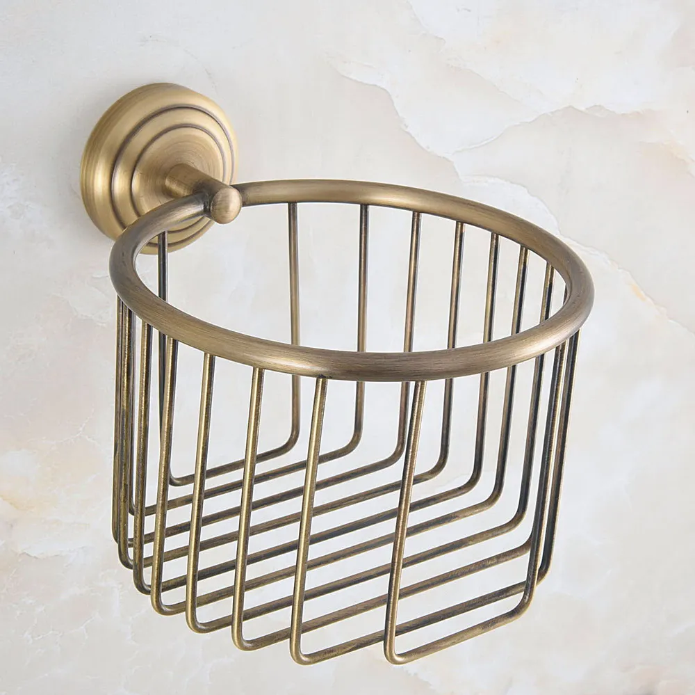 

Vintage Retro Antique Brass Circle Pattern Wall Mounted Bathroom Toilet Paper Roll Basket Holder Bathroom Accessory mba732