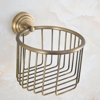vintage retro antique brass circle pattern wall mounted bathroom toilet paper roll basket holder bathroom accessory mba732