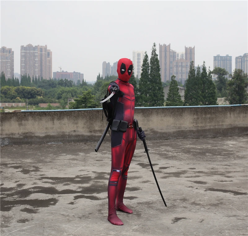 Горячая Marvel Хэллоуин косплей полный костюм дедпула взрослых цифровой печати костюм из лайкры Дети Дэдпул Косплей