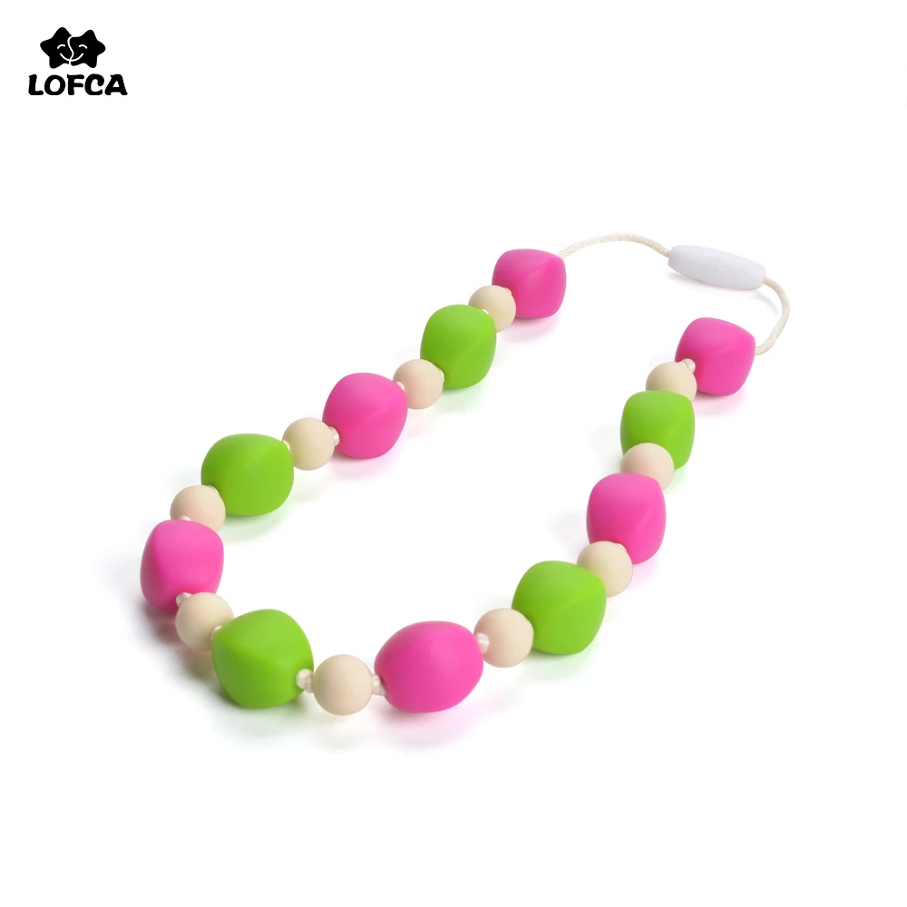 LOFCA Baby Silicone Teether For Baby Carrier Accessory Chewable Necklace BPA Free  Teether Beads Toy Chew Teething Pacifier Clip