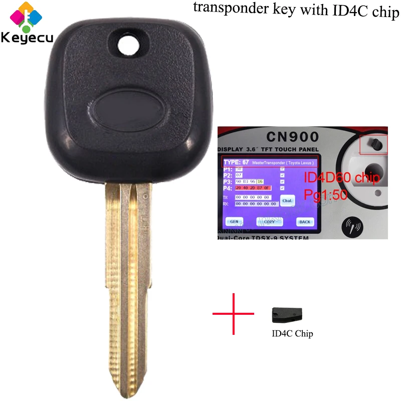 KEYECU Замена транспондера Автомобильный ключ-ID4C Чип и Uncut Blade-FOB для Daihatsu Charade Copen Cuore Feroza Sirion YRV 1995-2008