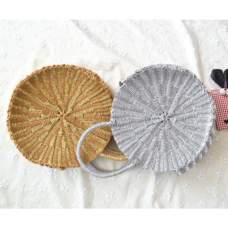 Круглая плетеная Сумочка в стиле ретро соломенная вязаная дамская сумочка