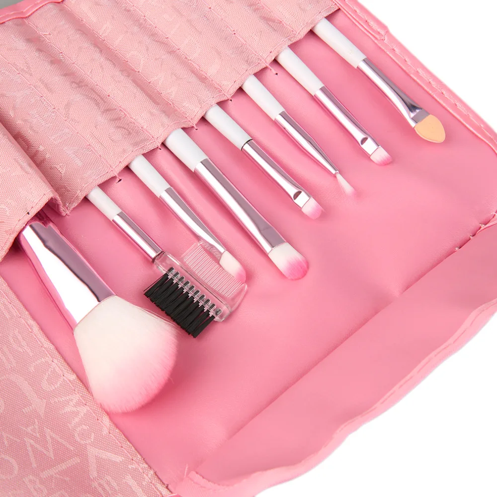 8 Pieces Makeup Brush Set Comestic Brushes natural color rendering uniform &amp Pink Letter Bag durable Portable Cute top quality | Красота и