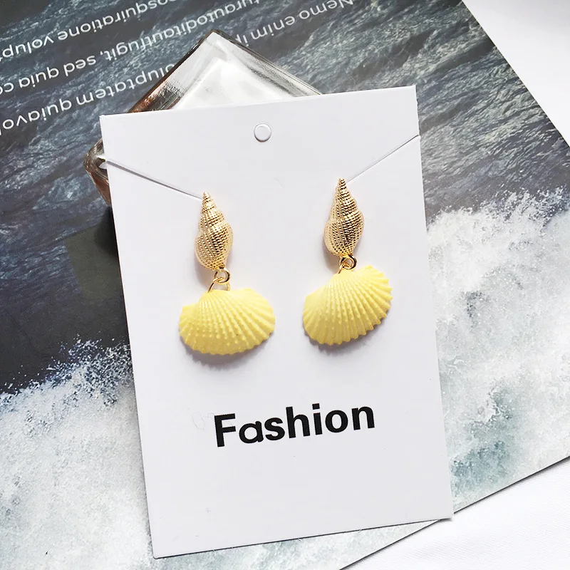 Romantic Resin Colorful White Blue Pearl Shell Drop Earrings Simple Cute Brincos Unique Mermaid Jewelry | Украшения и аксессуары