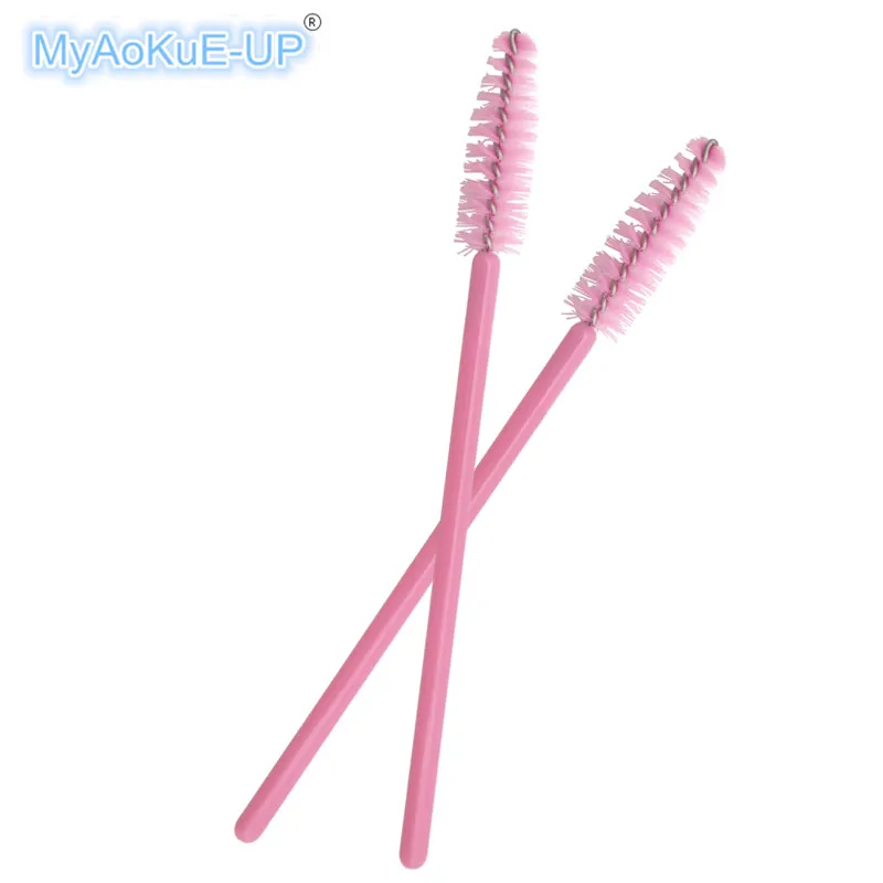 full pink 50 шт./лот, нейлоновые одноразовые кисти для наращивания ресниц, тушь для ресниц, палочки, аппликатор, инструменты для макияжа - Handle Color: full pink