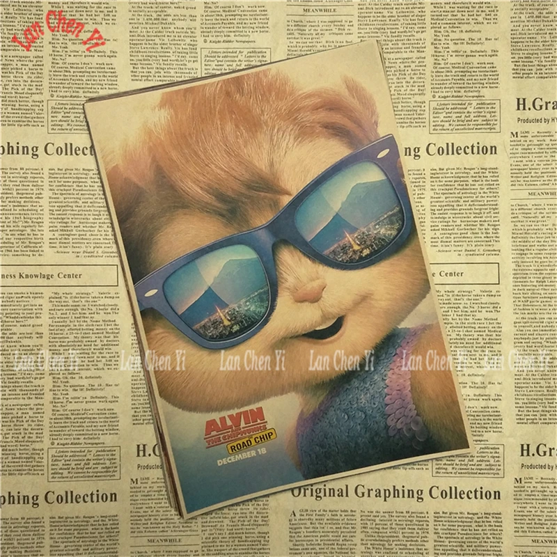 Винтажный постер Alvin and the Chipmunks из крафт бумаги настенные наклейки для гостиной